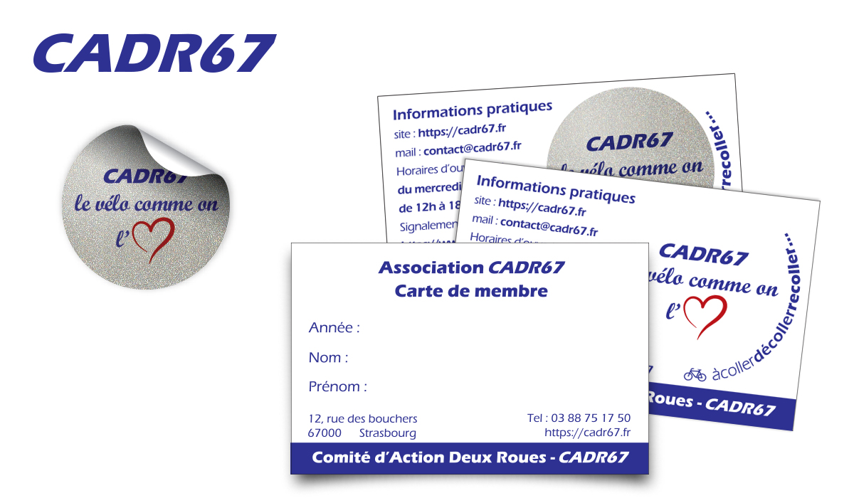 Carte de membre :L’association cyclistes CADR67, remet à ses adhérents ce Flash sur leur carte de membre.