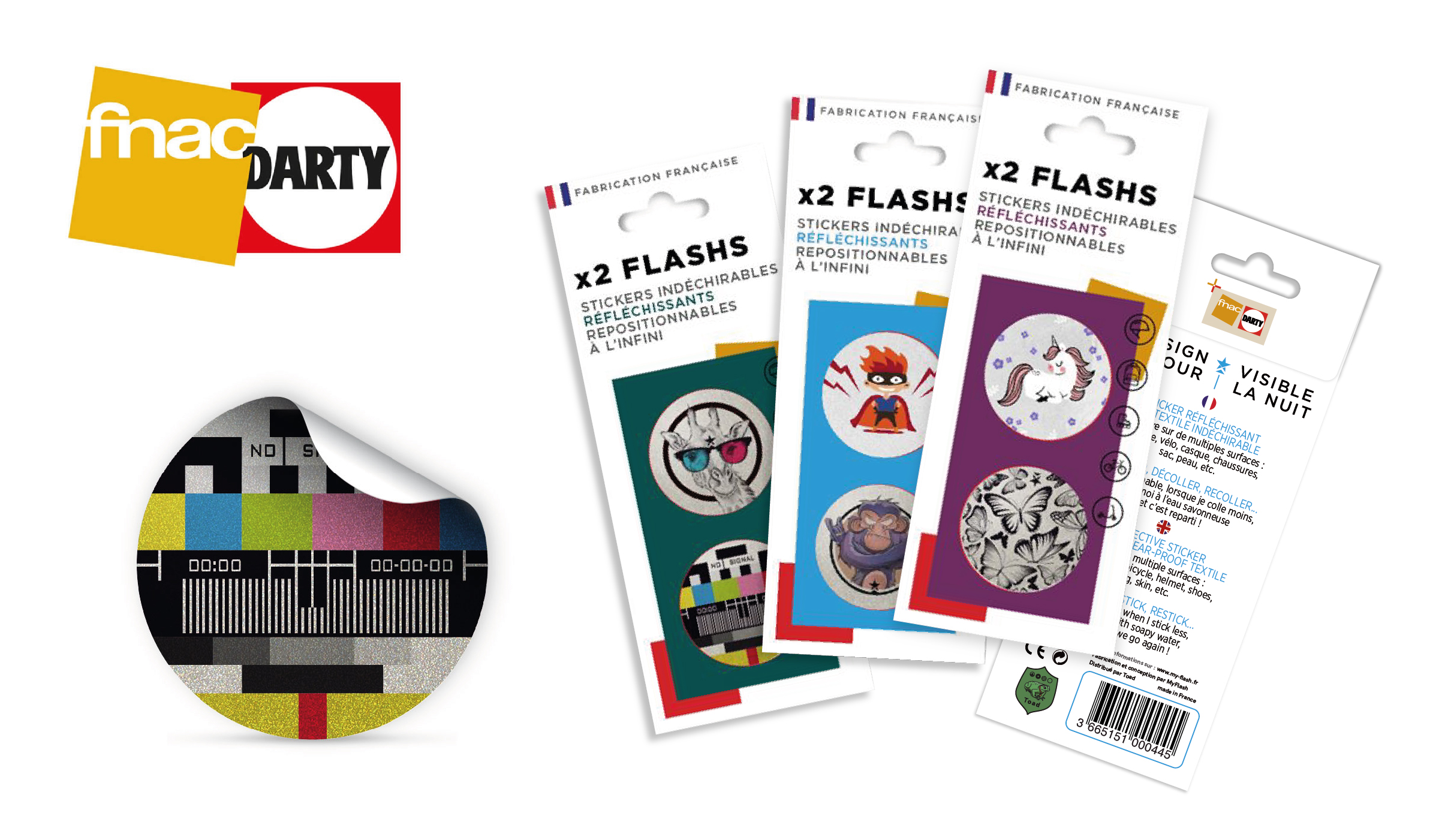 Produit boutique :FNAC DARTY propose à la vente dans son rayon mobilité un packaging avec 2 designs de Flash.