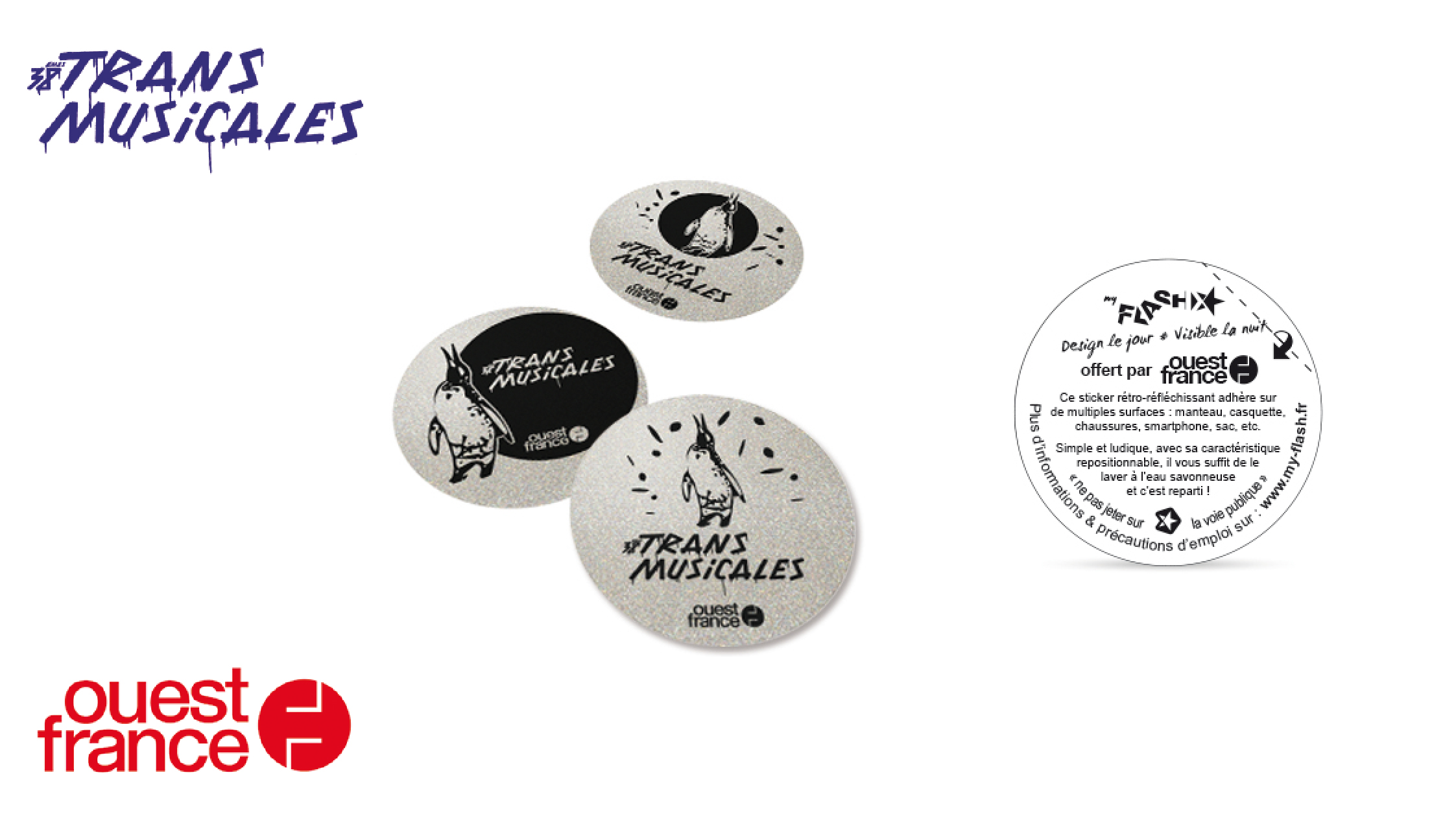 Cadeau publicitaire : Co-branding entre l’association des Trans Musicales et Ouest-France pour la promotion du Festival des Trans Musicales de Rennes.